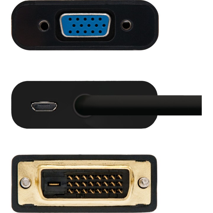 NANOCABLE Aktiver DVI-D-Stecker-auf-VGA-Buchse-Konverter mit