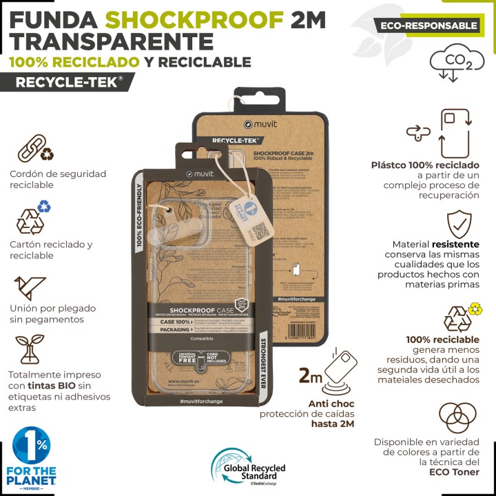MUVIT Recycled shockproof phone case SHOCKPROOF-2M IPHONE 15