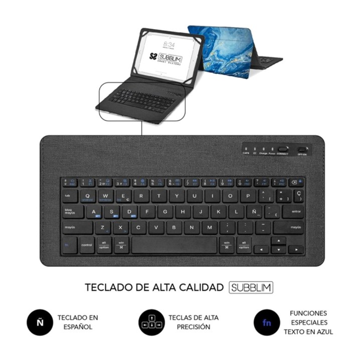 SUBBLIM Funda con teclado bluetooth integrado para tablet de