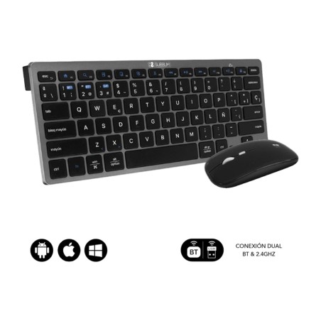pack de teclado compacto y ratón inalámbricos multidispositivo bt 2.4g