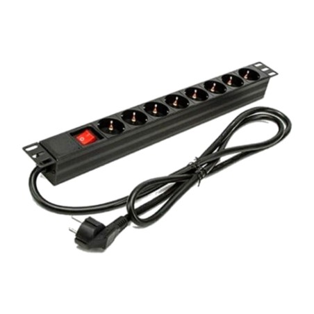 ciabatta schuko a 8 prese con interruttore per armadio rack 19" 1u 1,5m 3500w bns-1518