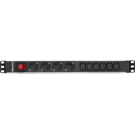 regleta pdu para rack de 19 pulgadas con interruptor, 4 tomas schuko y 6 iec sps 4f+6f 10a c13/c14