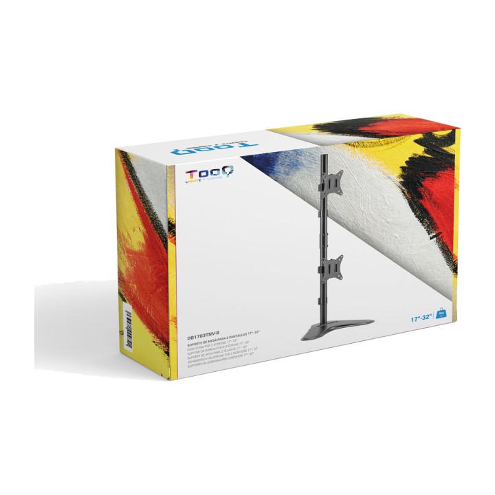 TOOQ Vertical desk mount for two stacked monitors DB1703TNV