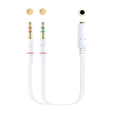 audio adapter cable for headphones with microphone, female to dual male jack-3,5mm 4-pin 3-pin 20 cm