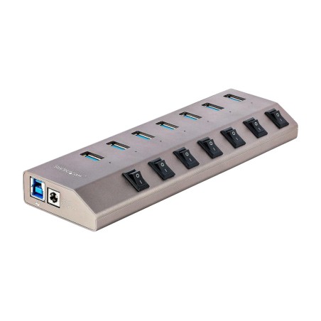 hub usb à 7 ports avec interrupteurs individuels et alimentation 3.2-gen1 5gbps 65w 5g7aibsusbhub-eu