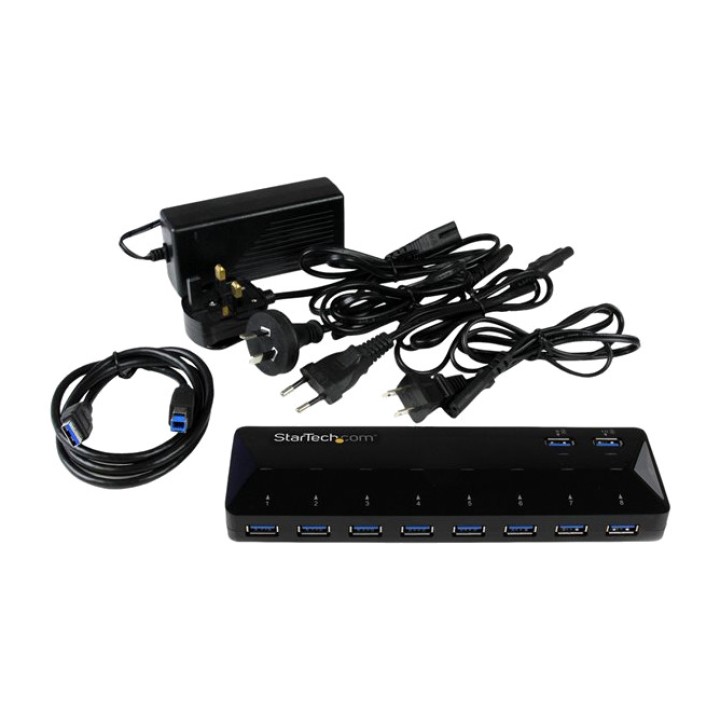 STARTECH.COM Hub USB con 10 puertos, carga, sincronización y