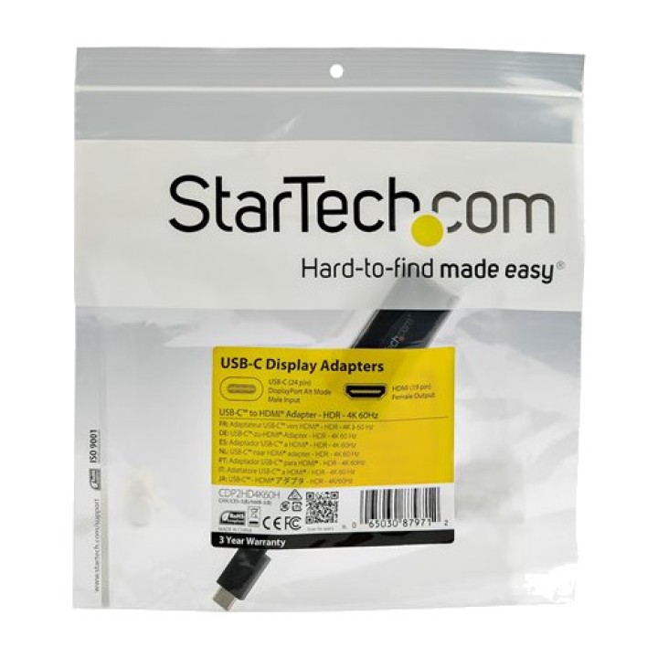 STARTECH.COM USB-C male to HDMI female adapter 4K60HZ HDR