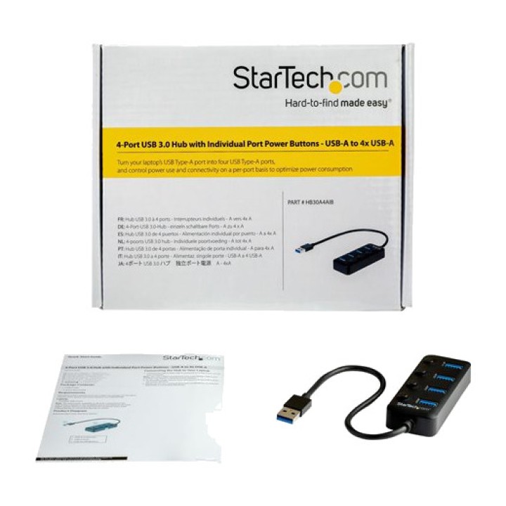 STARTECH.COM USB-Hub mit 4 Anschlüssen und Einzelschaltern