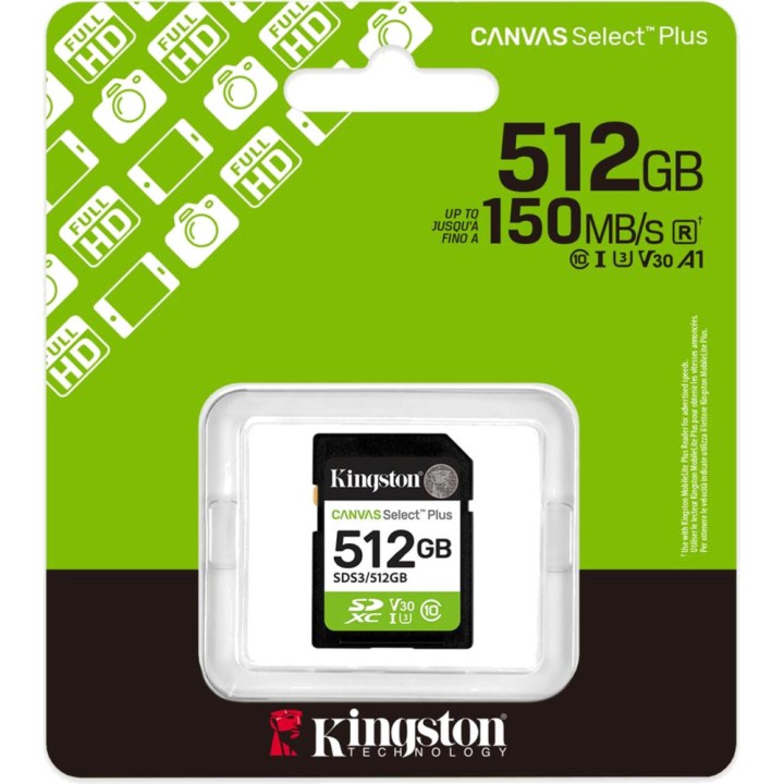 KINGSTON Scheda di memoria SDXC CANVAS-SELECT-PLUS 512GB