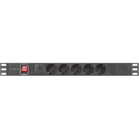regleta de 5 tomas schuko con interruptor para armario rack 19" 1u 16a 2m pdu-05f-0200-bk