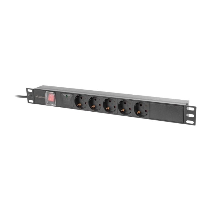 LANBERG Regleta de 5 tomas schuko con interruptor para