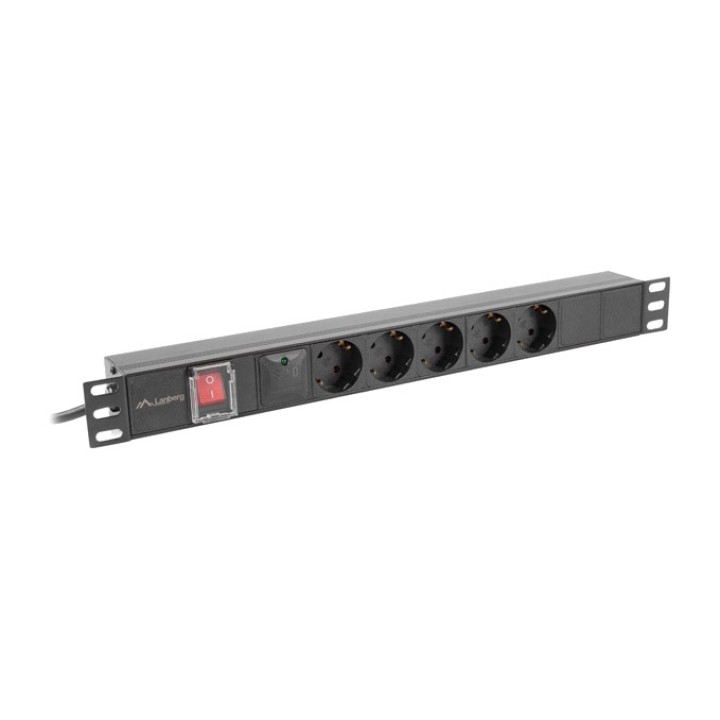 LANBERG 5-way Schuko power strip with switch for rack