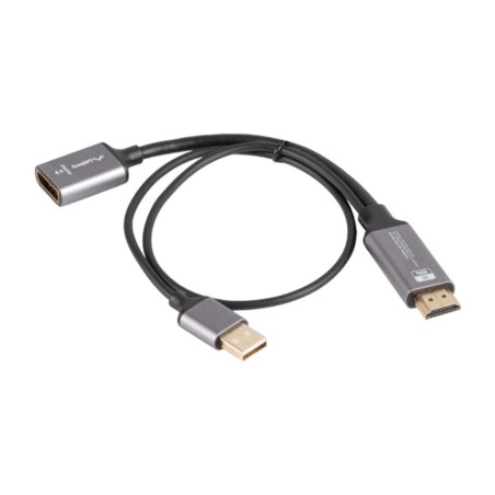 convertisseur vidéo mâle-femelle avec alimentation usb et câble hdmi-displayport 4k 144hz 20 cm