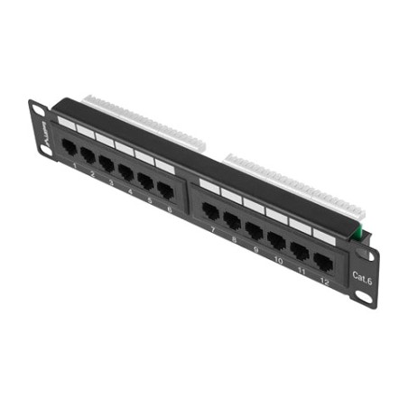 12-port-patchpanel für rackschrank 10" 1u cat.6 utp ppu6-9012-b