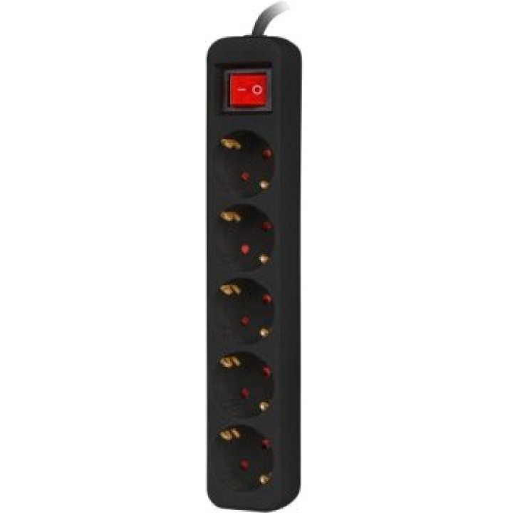 LANBERG Schuko-Steckdosenleiste mit 5 Steckdosen, Schalter