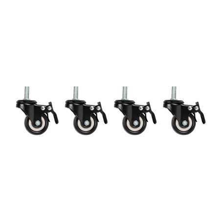 juego de 4 ruedas roscadas con freno para armario rack m10 50mm 19" ak-1601-b