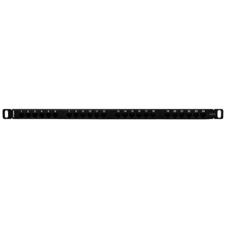 panneau de brassage compact 24 ports pour armoire rack 19" 0,5u cat.6 utp ppu6-0024-b
