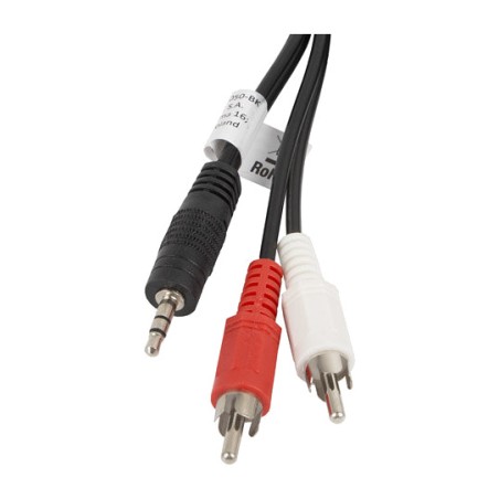cable de audio estéreo minijack a doble rca macho 3,5 mm 5 m ca-mjrc-10cc-0050-bk