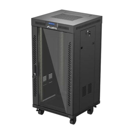 szafa rack podłogowa z przeszklonymi drzwiami i ekranem lcd 19" 22u 600x600mm ff01-6622-12bl