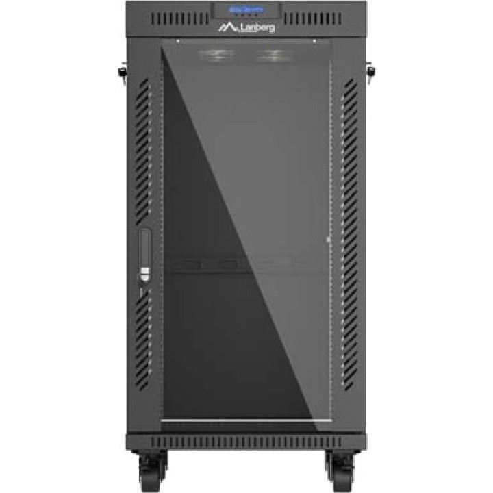 LANBERG Padlós rack szekrény üvegajtóval és LCD-kijelzővel