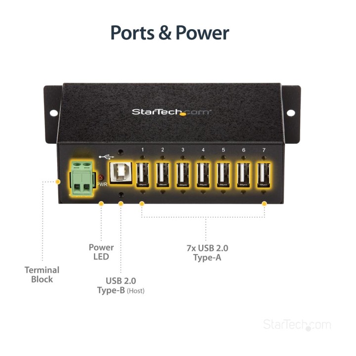 STARTECH.COM 7-port metal industrial USB hub with ESD