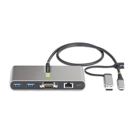 usb-c-hub mit seriellem anschluss und gigabit-ethernet 2xusb-a rs232 db9 rj45 5g2a1sgbbusb-chub