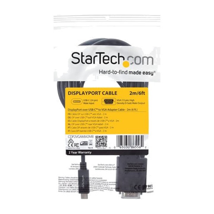 STARTECH.COM Aktivt USB-C til VGA-adapterkabel 2 M