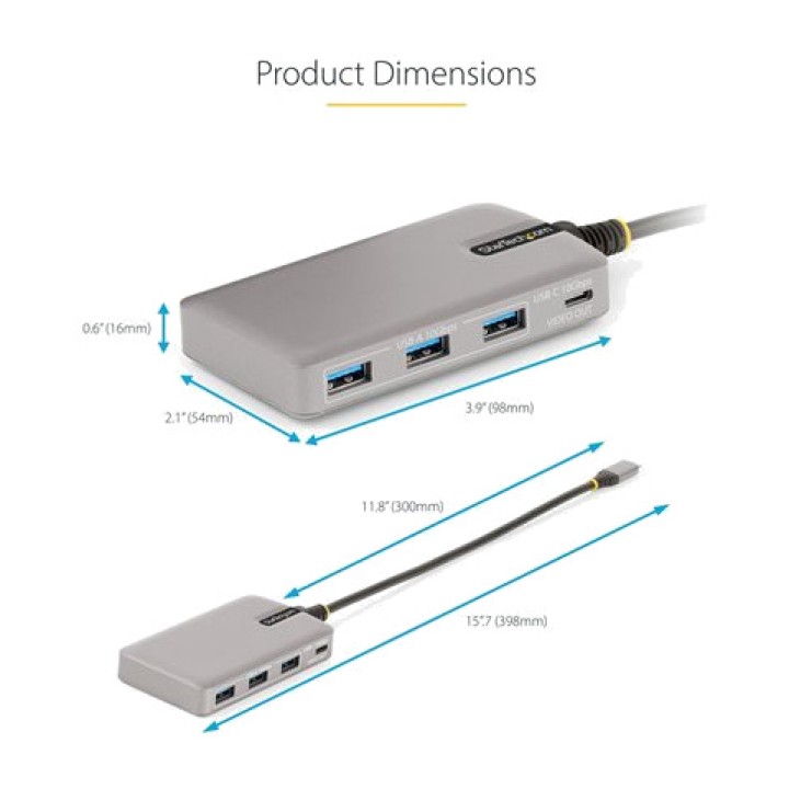 STARTECH.COM Hub USB-C de 4 puertos con carga rápida y Power Delivery 3.2-GEN2 10GBPS 3XUSB-A HB31C3A1CDPPD3 DSP0000039008