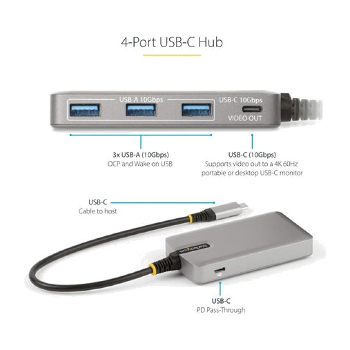 STARTECH.COM 4-port USB-C hub with fast charging and Power