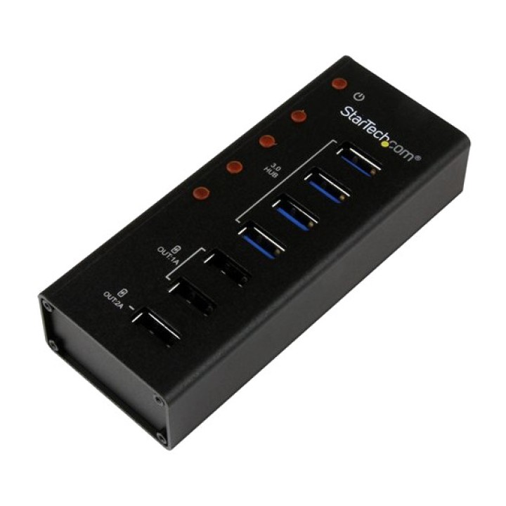 STARTECH.COM Hub USB metálico con 4 puertos, 3 tomas de