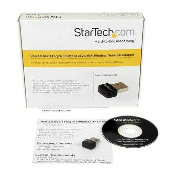 STARTECH.COM Mini USB WiFi network adapter 2.0 N300 2T2R