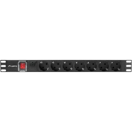 7-fach-schuko-steckdosenleiste mit schalter für rackschrank 19" 1u 10a c14 2m pdu-07f-0200-iec-bk