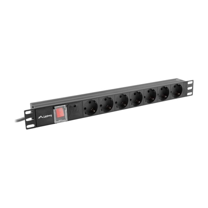 LANBERG Regleta de 7 tomas schuko con interruptor para