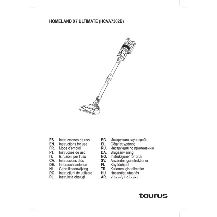 TAURUS Aspirateur balai sans fil 2 en 1 HOMELAND-X7 ULTIMATE