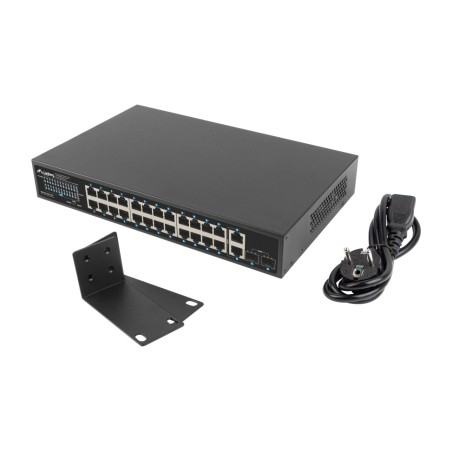 unmanaged gigabit-poe+-switch mit 26 ports und 2 sfp-ports für rackmontage 250w rsge-24p-2ge-2s-250