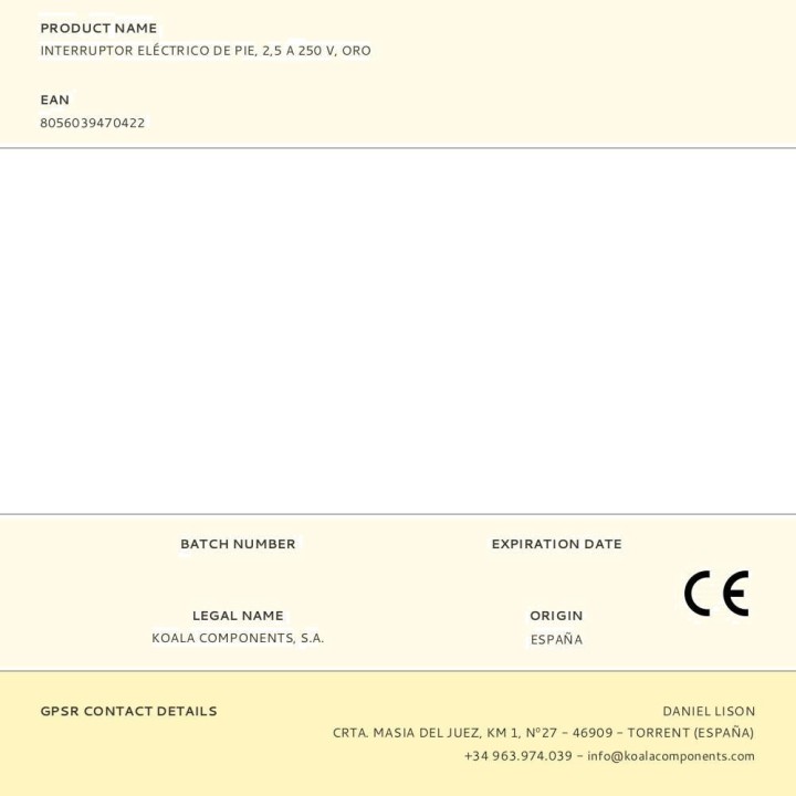 ARDITI Elektrický nožný spínač 2,5 A 250 V 65 MM (2UD)
