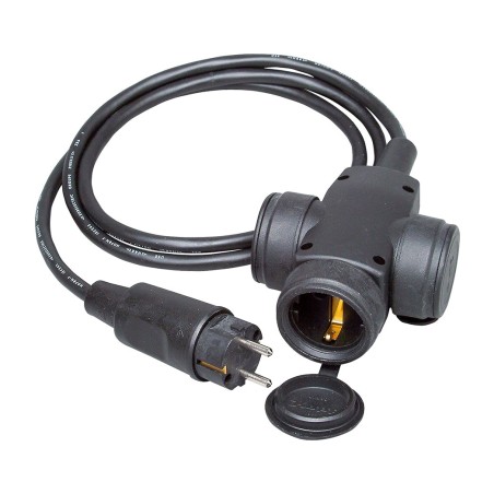 predlžovací kábel s trojitou gumovou zásuvkou a zástrčkou h07rn-f 3g1,5 mm2 16 a ip44