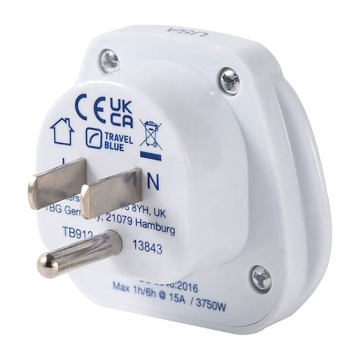 TRAVEL BLUE Adaptador de viaje de entrada universal a salida Estados Unidos TB-912 40915