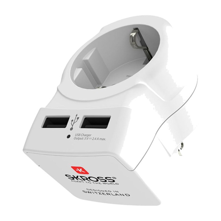 SKROSS Adaptateur de voyage Europe vers États-Unis avec USB