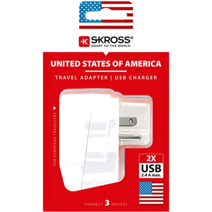 SKROSS Adaptador de viaje de Europa a Estados Unidos con USB 1500281 40909