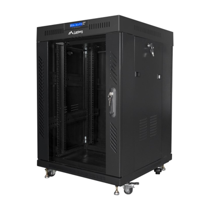 LANBERG Armadio rack da pavimento con porta in vetro e