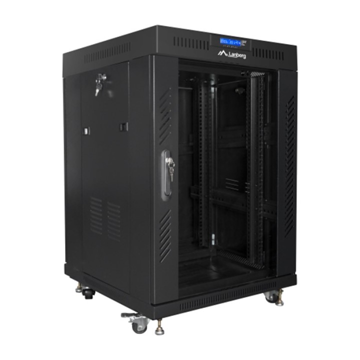 LANBERG Floor-standing rack cabinet with glass door and LCD