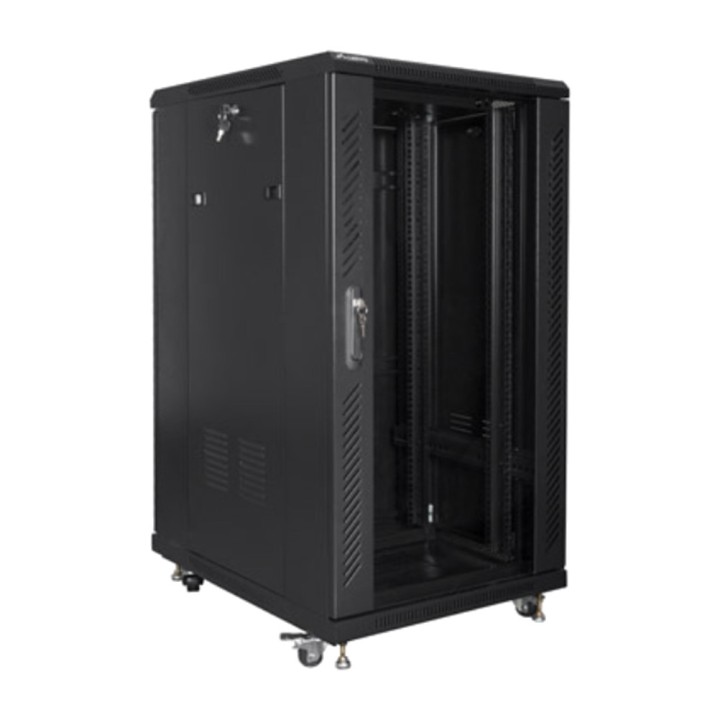 LANBERG Golvrackskåp med glasdörr 19" 22U 600X800MM