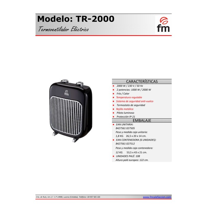 FM CALEFACCION Teplovzdušný ventilátor s ochranou proti