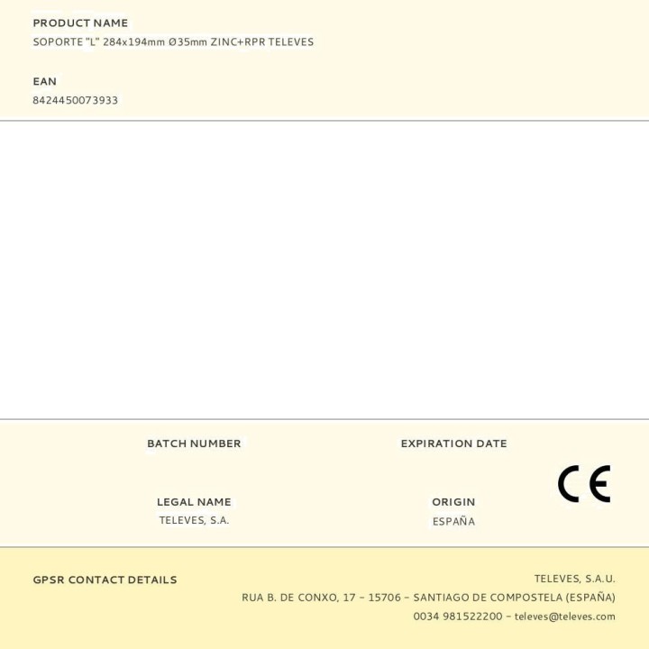 TELEVES Supporto a L da parete per palo antenna 284X194MM 35