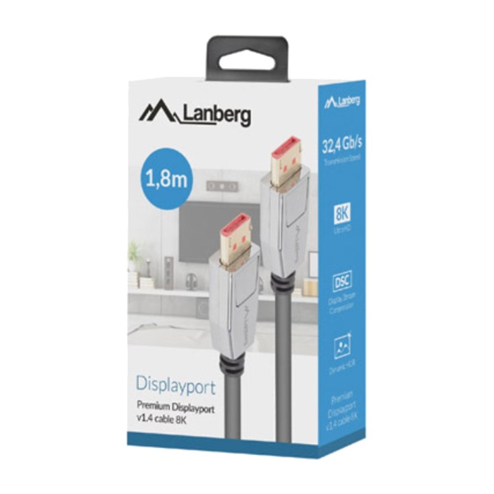 LANBERG Cable DisplayPort con conectores macho 8K 1 M