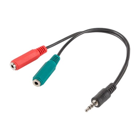 adaptateur répartiteur audio mini-jack mâle vers double femelle 3,5 mm 4-pin 3-pin 20 cm ad-0023-bk