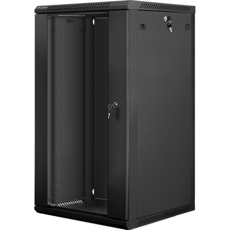 rackskab med glaslåge til vægmontering 19" 22u 600x600mm wf01-6622-10b
