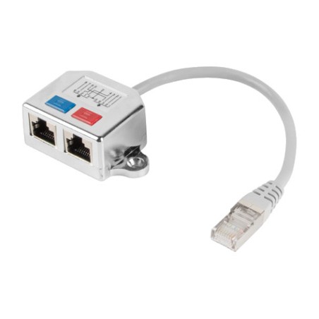 splitter di rete rj45 maschio a due femmine con cavo cat5e ftp 2x100mbps 15 cm