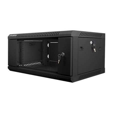 rackova skříň se skleněnými dvířky pro montáž na zeď 19" 4u 600x450mm wf01-6404-10b